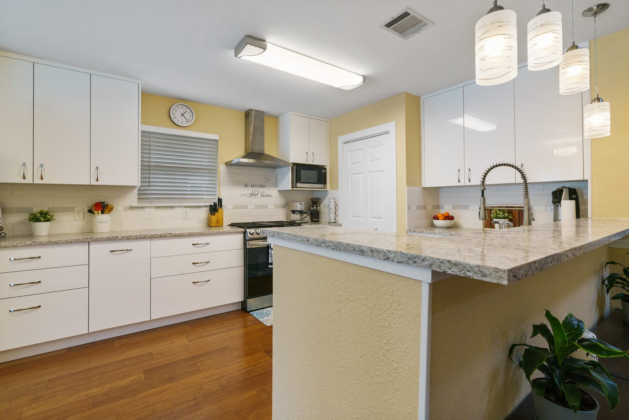 Kitchen remodel view with appliances and dining area